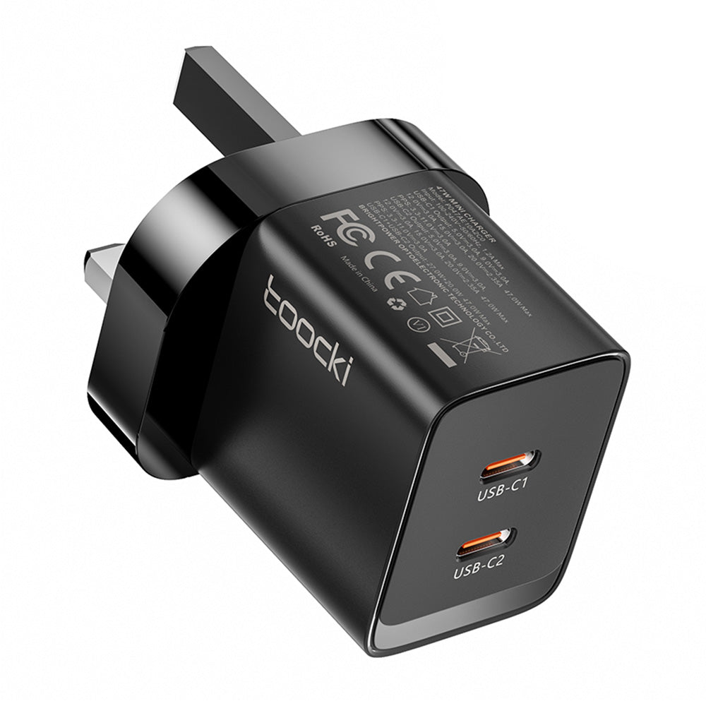 TOOCKI P047AB10A2C0 PD 47W GaN Wall Charger Dual Type-C Fast Charging Power Adapter TOOCKI P047AB10A2C0 PD 47W GaN Wall Charger Dual Type-C Fast Charging Power Adapter
